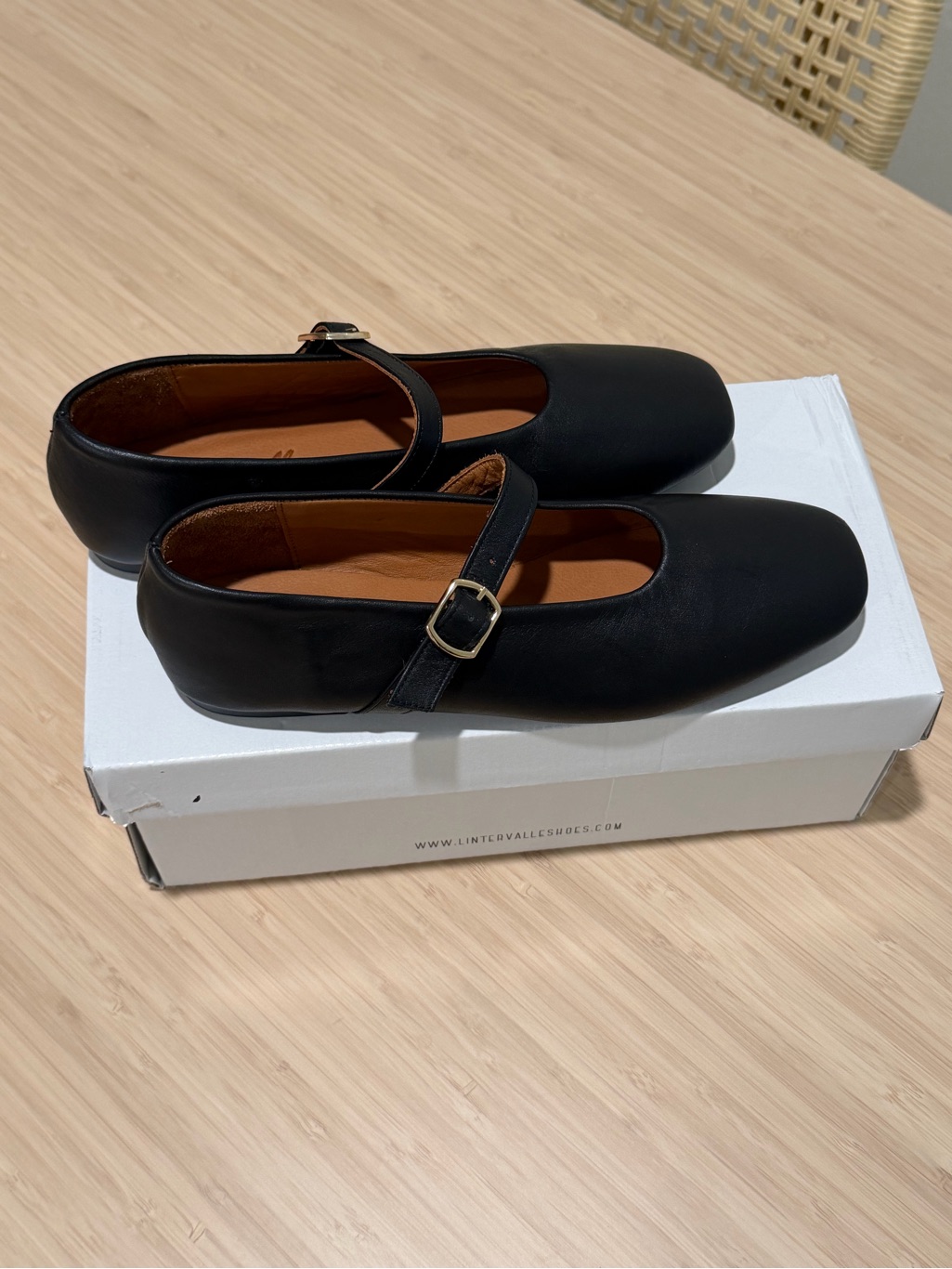L'intervalle Black Leather Mary Jane Flats With Gold Buckle — image 2 of 4